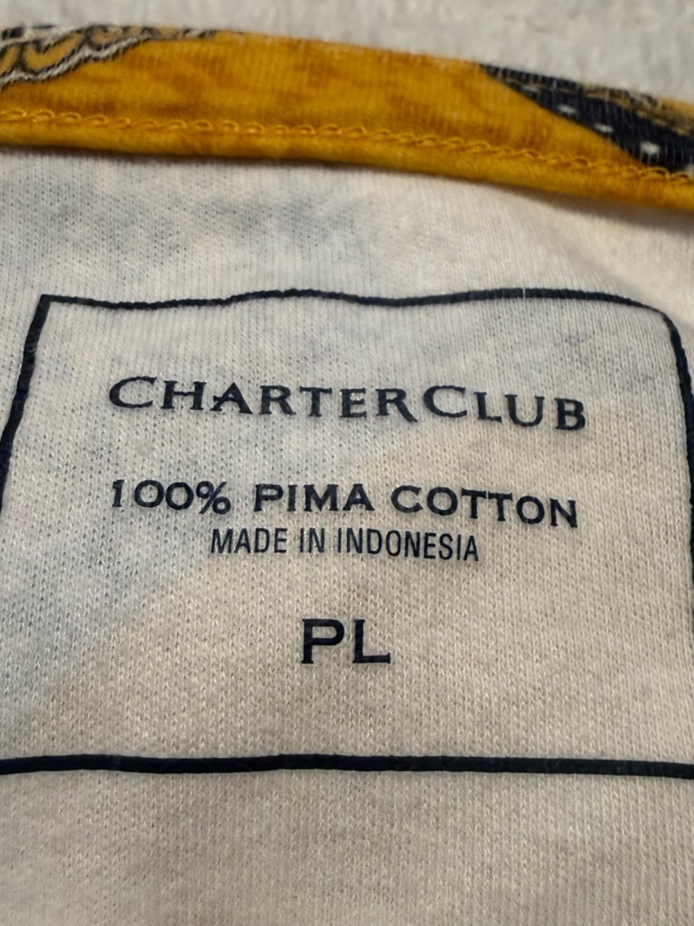 Charter Club Luxury 100% Pima Cotton Paisley Top 3/4 Sleeve Gold PL - Picture 3 of 5